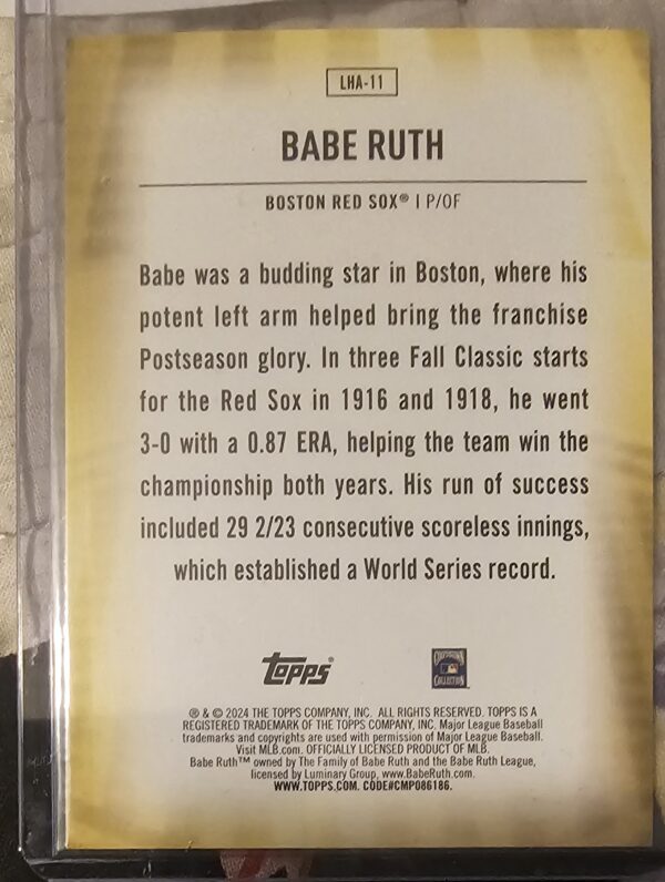 2024 Topps Update Series Babe Ruth Home Field Advantage SSP LHA-11 - Image 2